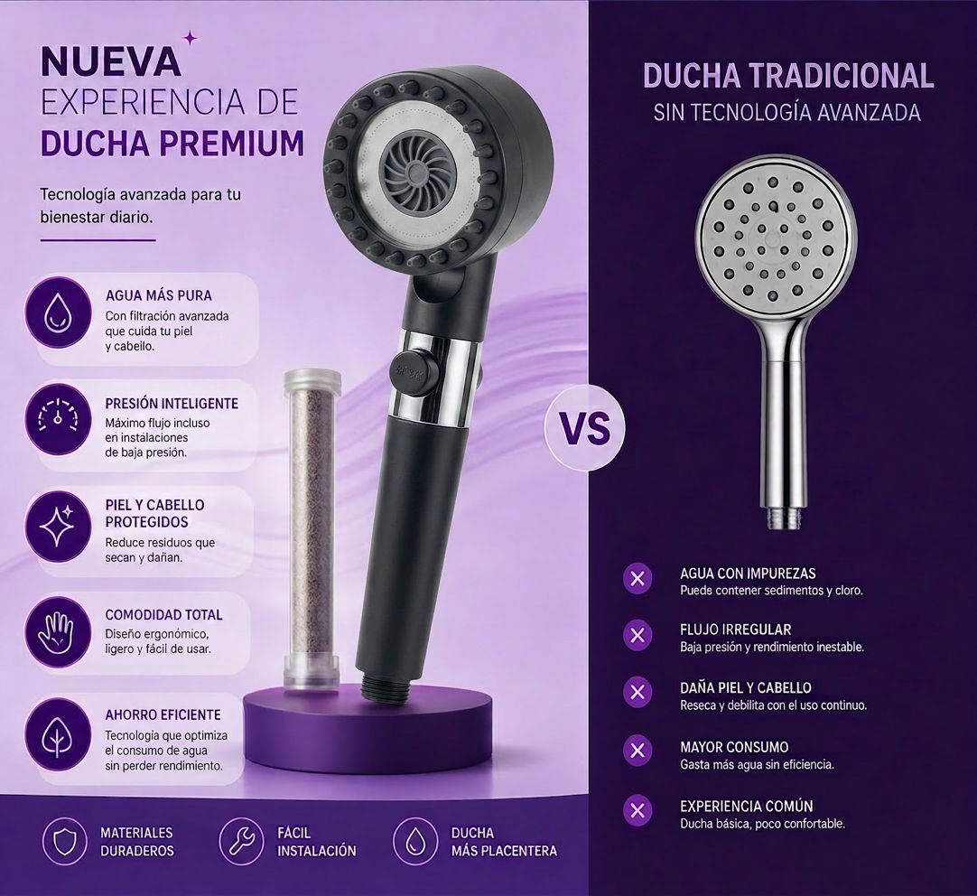 Cabezal de ducha de alta presión con filtro