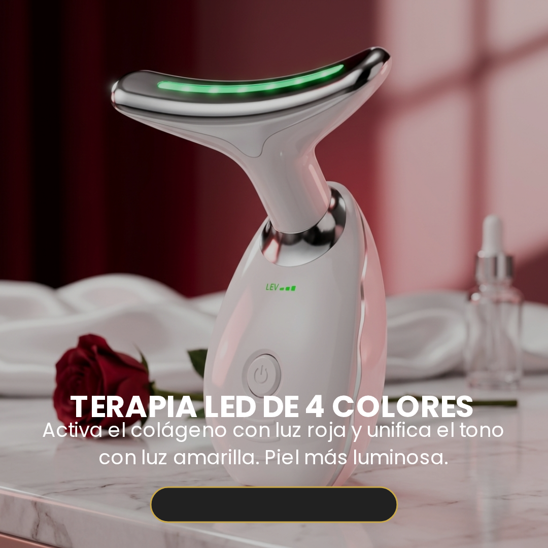 Masajeador de cara, cuello y papada con vibración y LED