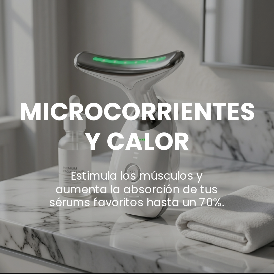 Masajeador de cara, cuello y papada con vibración y LED