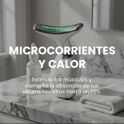 Masajeador de cara, cuello y papada con vibración y LED